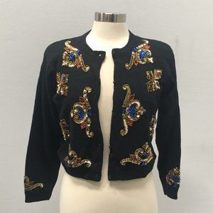 Women's Black Rhinestone Cardigan